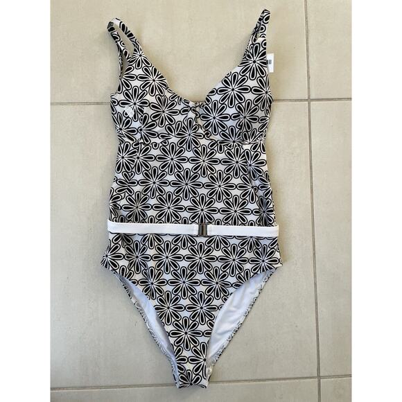Kenny Flowers Swim One Piece Swimsuit Belted The Pedregal Blanco - Picture 1 of 10
